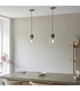 Livorno Cluster Pendant Ceiling Light Antique Brass Plate & Clear Glass 3x E27-2