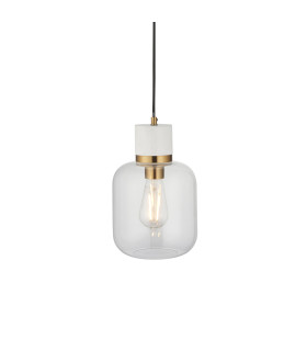 Livorno Cluster Pendant Ceiling Light Bright Nickel Plate & Clear Ribbed Glass 7x E27-1