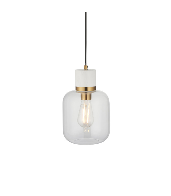 Livorno Cluster Pendant Ceiling Light Bright Nickel Plate & Clear Ribbed Glass 7x E27-1