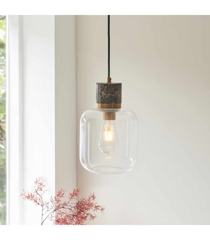 Livorno Cluster Pendant Ceiling Light Antique Brass Plate & Clear Glass 3x E27-3