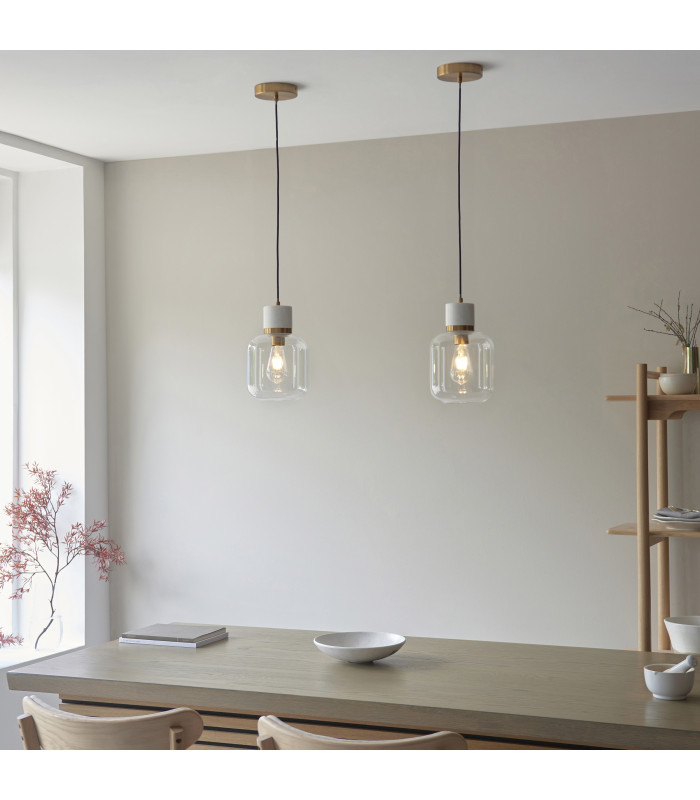 Livorno Cluster Pendant Ceiling Light Bright Nickel Plate & Clear Ribbed Glass 7x E27-2
