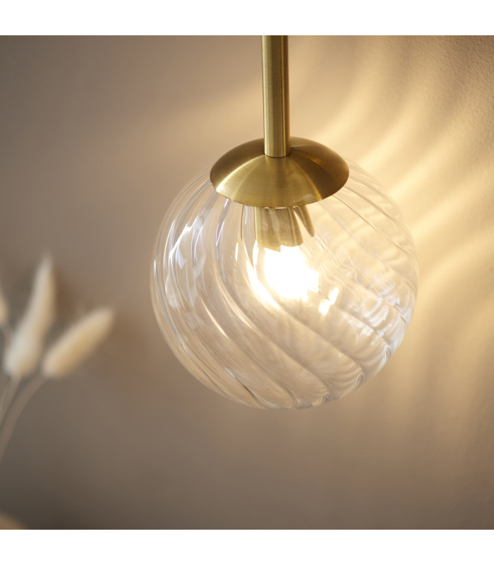 Rome Globe Wall Lights Brushed Aged Brass Plate & Clear Glass 2x LED G9-5