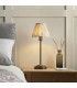 Rise Antique Bronze Plate Table Lamp with Neutral Print Fabric Ikat Shade 16cm 7W LED E14-3