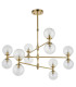 Rome Multi Arm Pendant Ceiling Light Brushed Aged Brass Plate & Clear Glass 12 x 3.2W LED G9 Daylight White-7