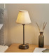 Rise Antique Bronze Plate Table Lamp with Vintage White Fabric Ivy Shade 16cm 7W LED E14-4