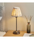 Rise Antique Bronze Plate Table Lamp with Neutral Print Fabric Ikat Shade 16cm 7W LED E14-4
