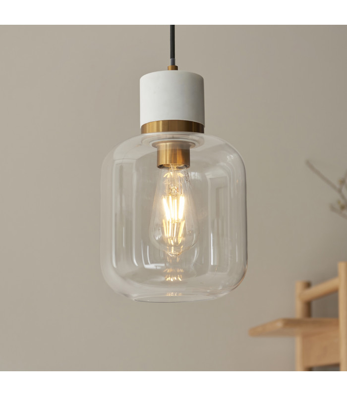 Livorno Cluster Pendant Ceiling Light Bright Nickel Plate & Clear Ribbed Glass 7x E27-4