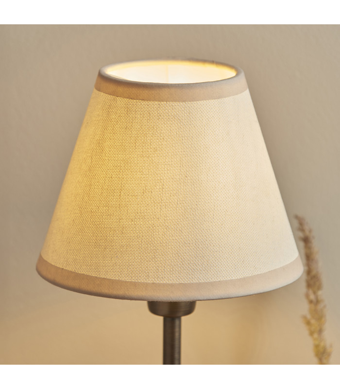 Rise Antique Bronze Plate Table Lamp with Vintage White Fabric Ivy Shade 16cm 7W LED E14-5
