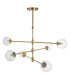 Rome Multi Arm Pendant Ceiling Light Brushed Aged Brass Plate & Clear Glass 6 x 3.2W LED G9 Daylight White-8