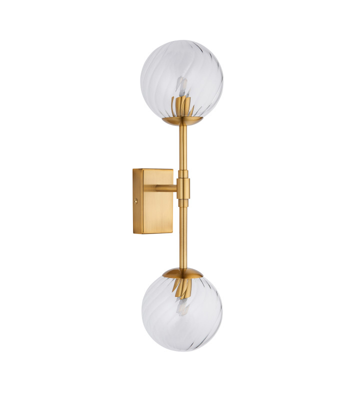 Rome Globe Wall Lights Brushed Aged Brass Plate & Clear Glass 2x LED G9-8