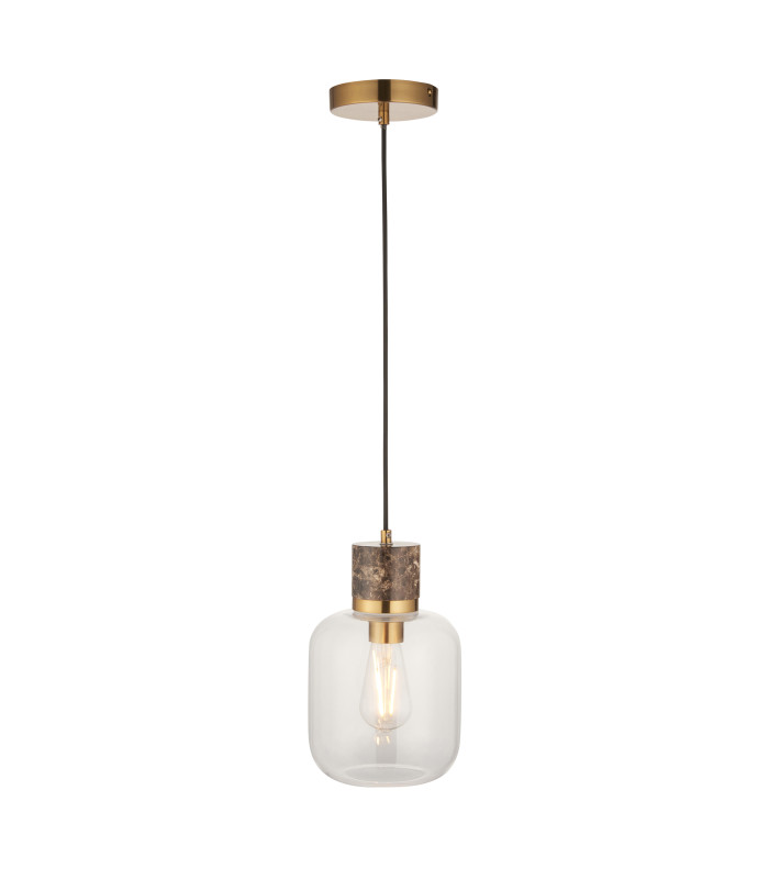 Livorno Cluster Pendant Ceiling Light Antique Brass Plate & Clear Glass 3x E27-7
