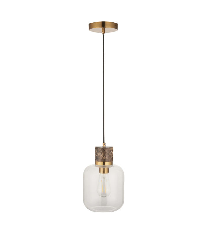 Livorno Cluster Pendant Ceiling Light Antique Brass Plate & Clear Glass 3x E27-8