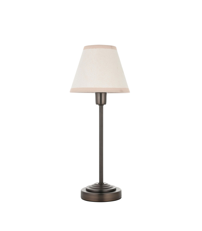 Rise Antique Bronze Plate Table Lamp with Vintage White Fabric Ivy Shade 16cm 7W LED E14-9