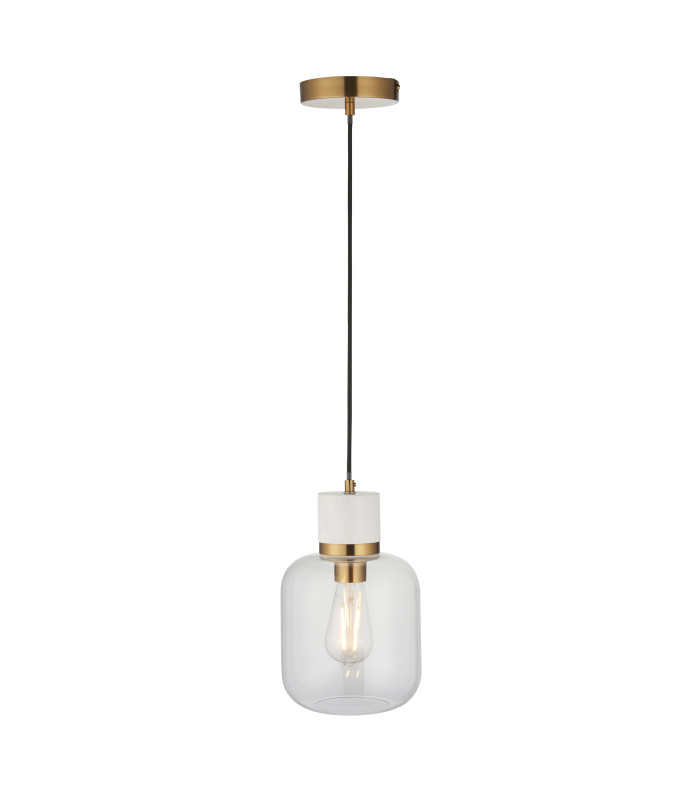 Livorno Cluster Pendant Ceiling Light Bright Nickel Plate & Clear Ribbed Glass 7x E27-8
