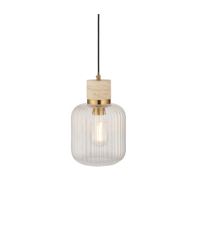 Livorno Cluster Pendant Ceiling Light Antique Brass Plate & Clear Ribbed Glass 13x E27-1