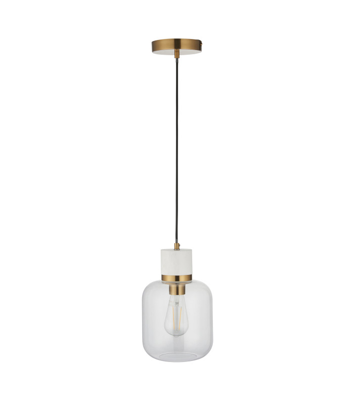 Livorno Cluster Pendant Ceiling Light Bright Nickel Plate & Clear Ribbed Glass 7x E27-9