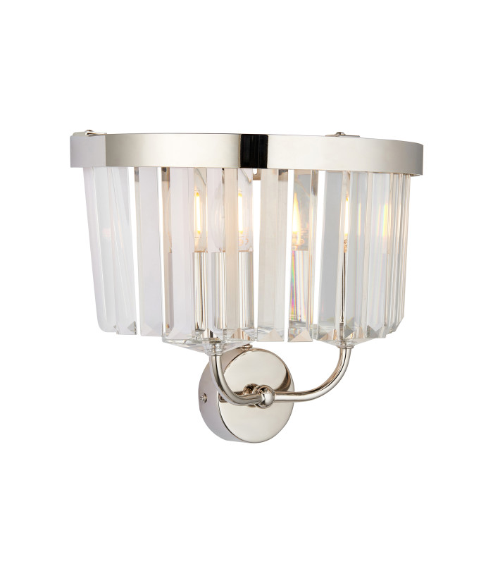 Ascoli Wall Lamp Bright Nickel Plate & Clear Cut Glass 2 x 6W LED E14-1