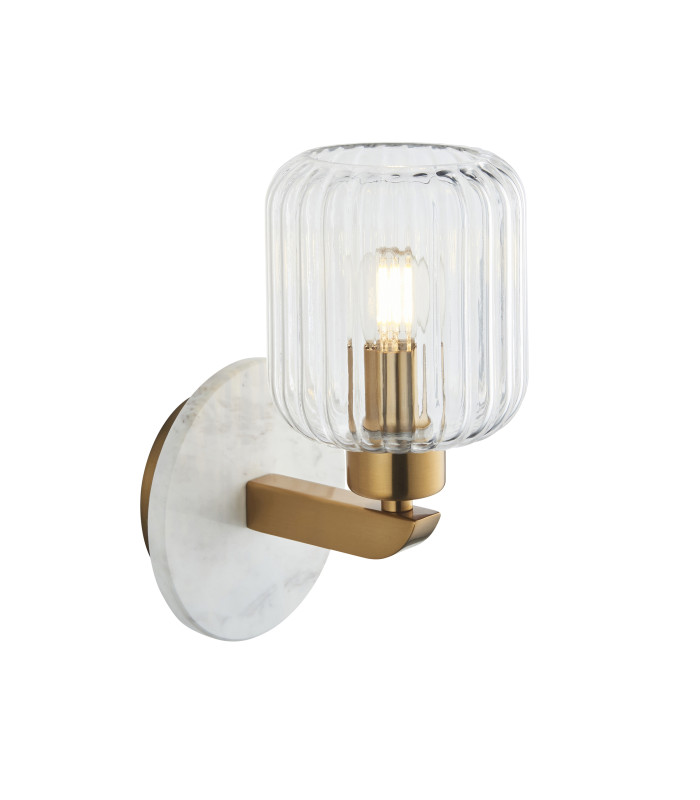 Livorno Cluster Pendant Ceiling Light Antique Brass Plate & Clear Ribbed Glass 7x E27-1