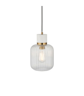 Livorno Cluster Pendant Ceiling Light Antique Brass Plate & Clear Ribbed Glass 3x E27-1