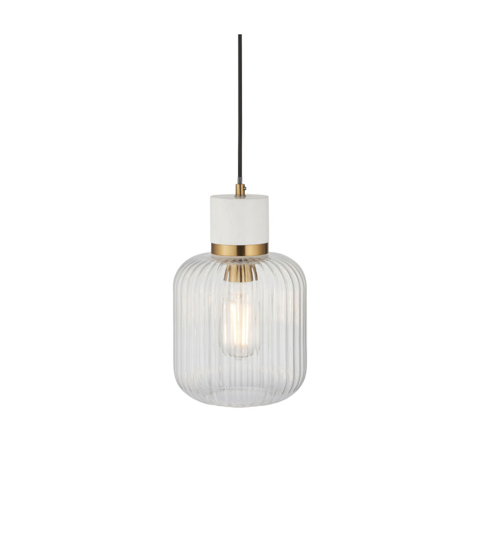 Livorno Cluster Pendant Ceiling Light Antique Brass Plate & Clear Ribbed Glass 3x E27-1