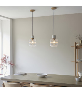 Livorno Cluster Pendant Ceiling Light Antique Brass Plate & Clear Ribbed Glass 3x E27-2