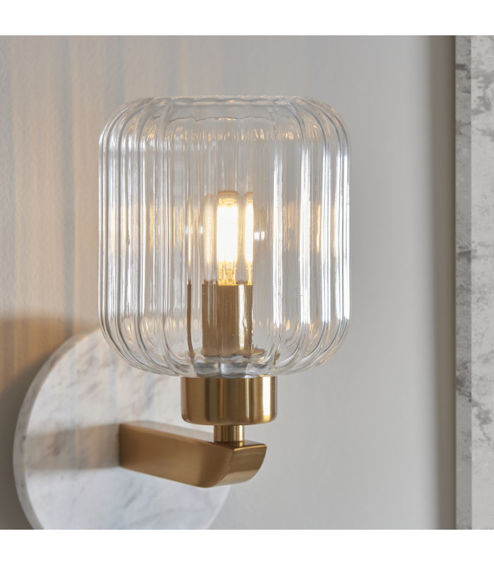 Livorno Cluster Pendant Ceiling Light Antique Brass Plate & Clear Ribbed Glass 7x E27-5