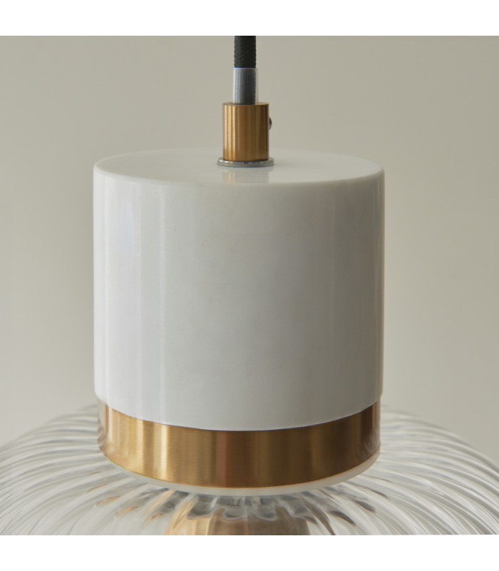 Livorno Cluster Pendant Ceiling Light Antique Brass Plate & Clear Ribbed Glass 3x E27-5