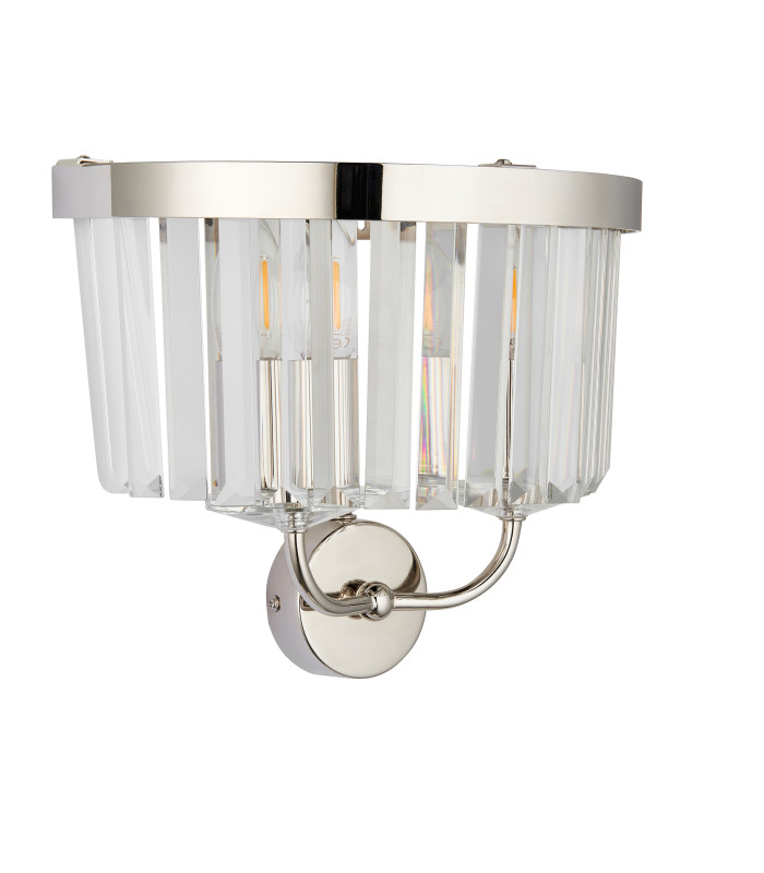 Ascoli Wall Lamp Bright Nickel Plate & Clear Cut Glass 2 x 6W LED E14-7