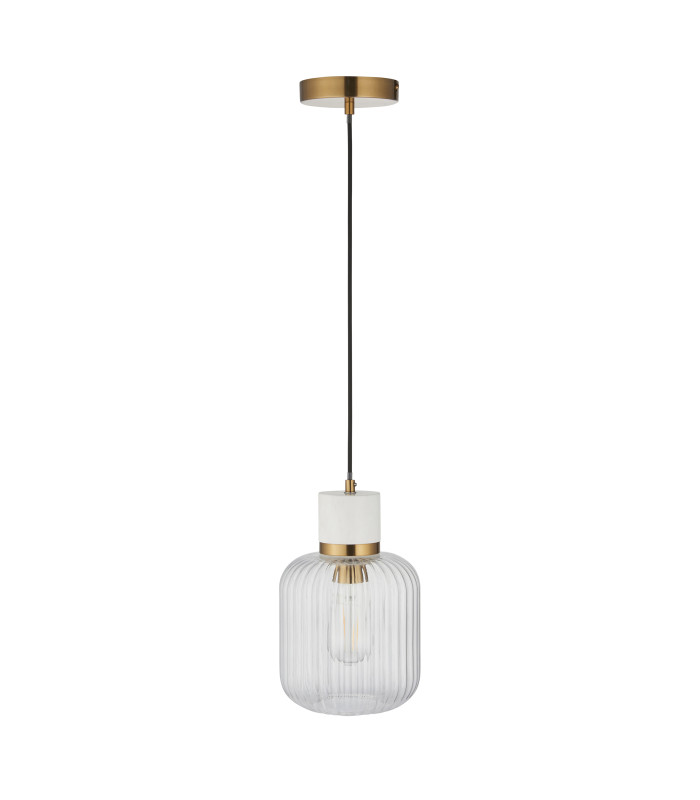 Livorno Cluster Pendant Ceiling Light Antique Brass Plate & Clear Ribbed Glass 3x E27-9
