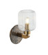 Travi Ribbed Wall Lamp Dark Brown Emperador Marble Vintage Brass & Clear Ribbed Glass 6W LED E14-1