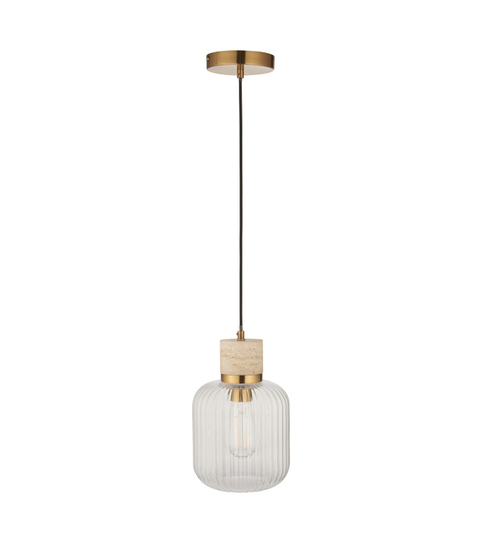 Livorno Cluster Pendant Ceiling Light Antique Brass Plate & Clear Ribbed Glass 13x E27-9