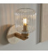 Travi Ribbed Wall Lamp Beige Textured Marble Vintage Brass & Clear Ribbed Glass 6W LED E14-4