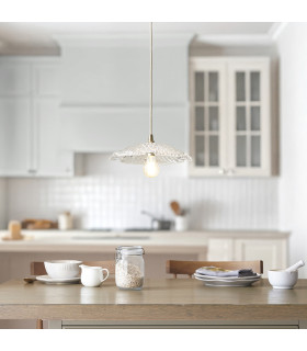 Eltham Clear Glass Pendant Light with Brushed Aged Brass With Black Braided Cable Orchid 5W LED B22-2