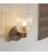 Travi Ribbed Wall Lamp Dark Brown Emperador Marble Vintage Brass & Clear Ribbed Glass 6W LED E14-4