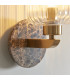 Travi Ribbed Wall Lamp Dark Brown Emperador Marble Vintage Brass & Clear Ribbed Glass 6W LED E14-6