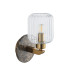 Travi Ribbed Wall Lamp Dark Brown Emperador Marble Vintage Brass & Clear Ribbed Glass 6W LED E14-9