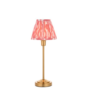 Rise Vintage Brass Finish Table Lamp with Coral Pink Fabric Ikat Shade 16cm 7W LED E14-1