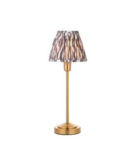 Rise Vintage Brass Finish Table Lamp with Pearl Grey Fabric Ikat Shade 16cm 7W LED E14-1