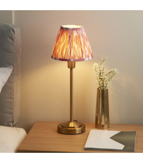 Rise Vintage Brass Finish Table Lamp with Coral Pink Fabric Ikat Shade 16cm 7W LED E14-2