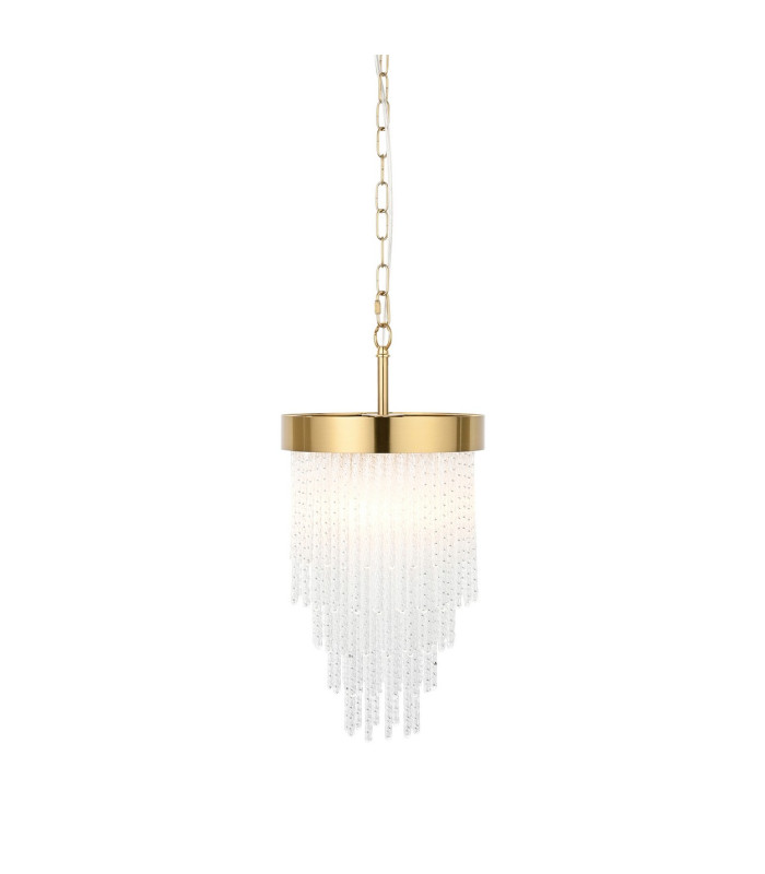 Anistoria Pendant Ceiling Light Brushed Aged Brass Plate & Clear Glass E27-1