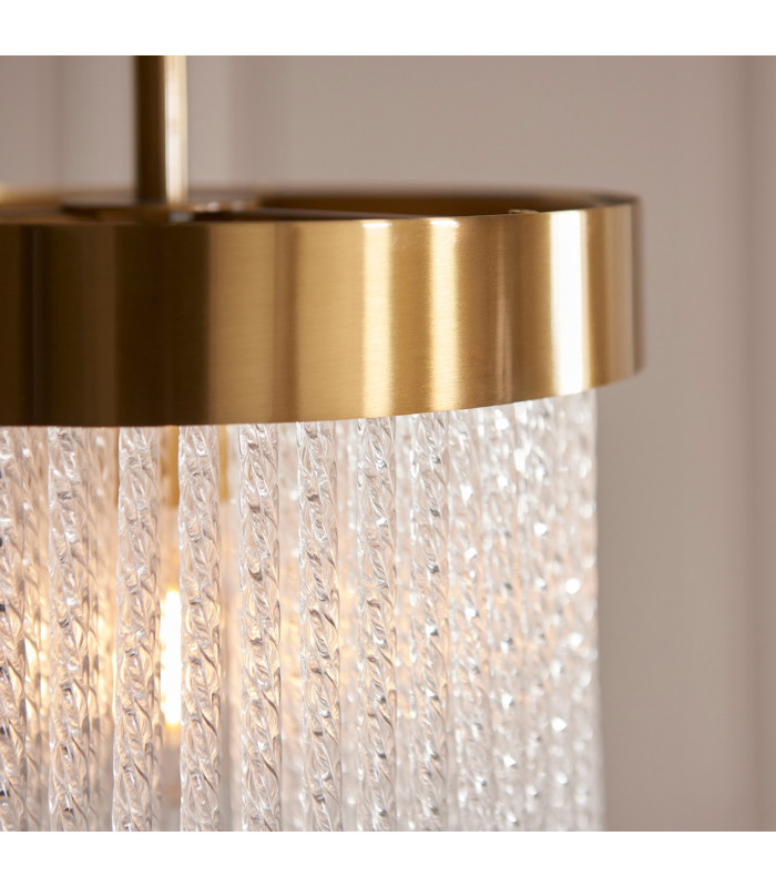 Anistoria Pendant Ceiling Light Brushed Aged Brass Plate & Clear Glass E27-5