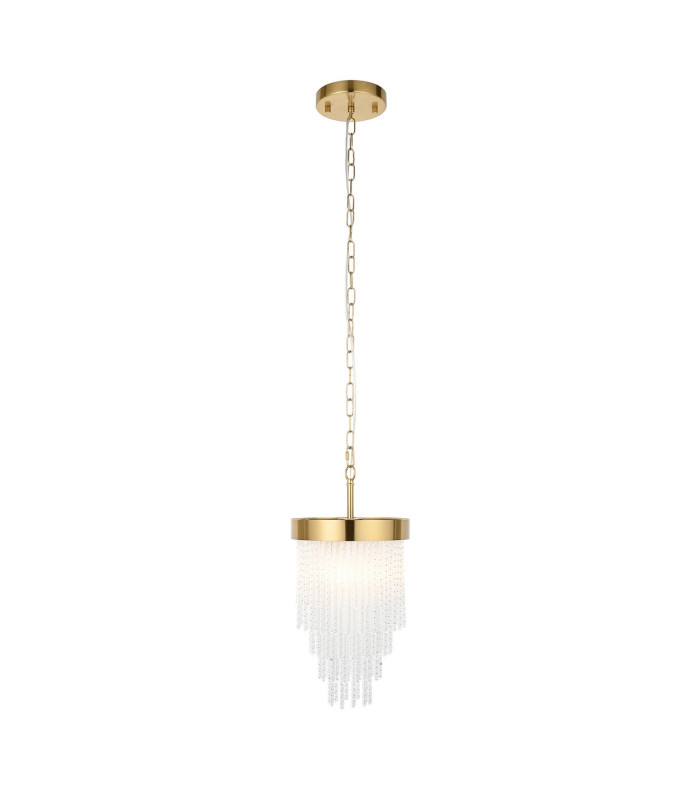 Anistoria Pendant Ceiling Light Brushed Aged Brass Plate & Clear Glass E27-8