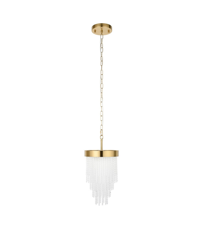 Anistoria Pendant Ceiling Light Brushed Aged Brass Plate & Clear Glass E27-9