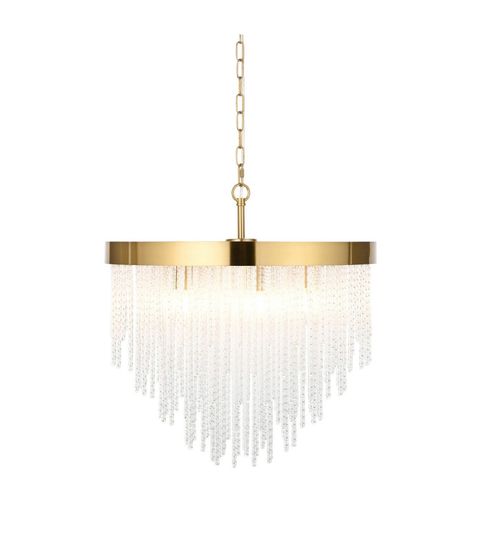 Anistoria Pendant Ceiling Light Brushed Aged Brass Plate & Clear Glass 5x E14-1