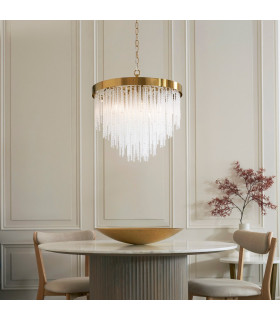 Anistoria Pendant Ceiling Light Brushed Aged Brass Plate & Clear Glass 5x E14-2