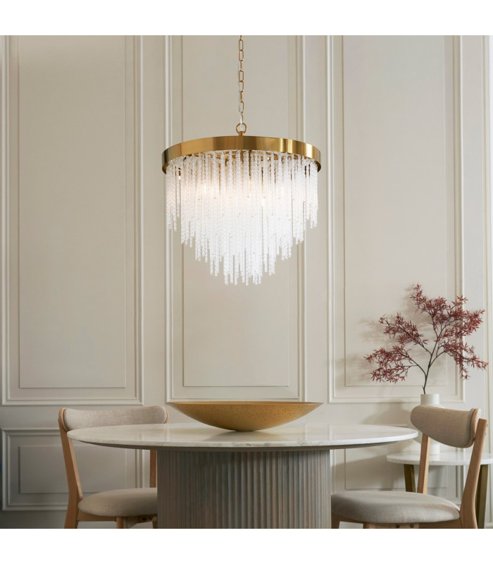 Anistoria Pendant Ceiling Light Brushed Aged Brass Plate & Clear Glass 5x E14-2