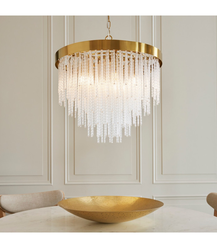 Anistoria Pendant Ceiling Light Brushed Aged Brass Plate & Clear Glass 5x E14-4