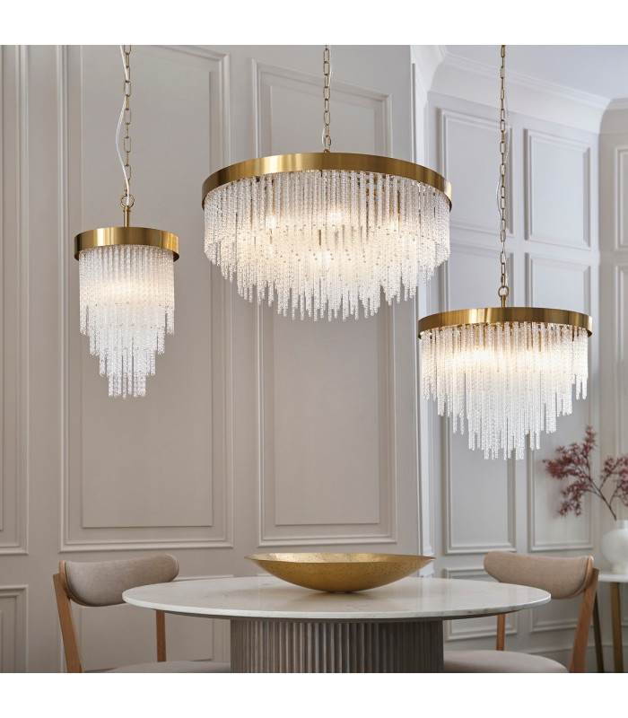 Anistoria Pendant Ceiling Light Brushed Aged Brass Plate & Clear Glass 5x E14-7