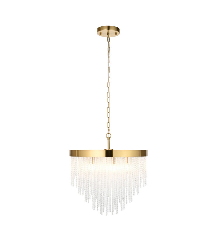 Anistoria Pendant Ceiling Light Brushed Aged Brass Plate & Clear Glass 5x E14-8