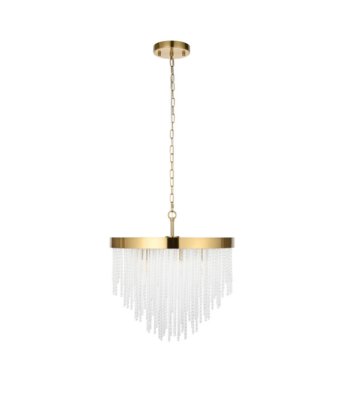 Anistoria Pendant Ceiling Light Brushed Aged Brass Plate & Clear Glass 5x E14-9